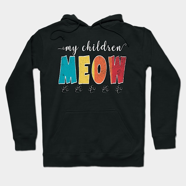 My children meow - Vintage retro animal lover Hoodie by CMDesign